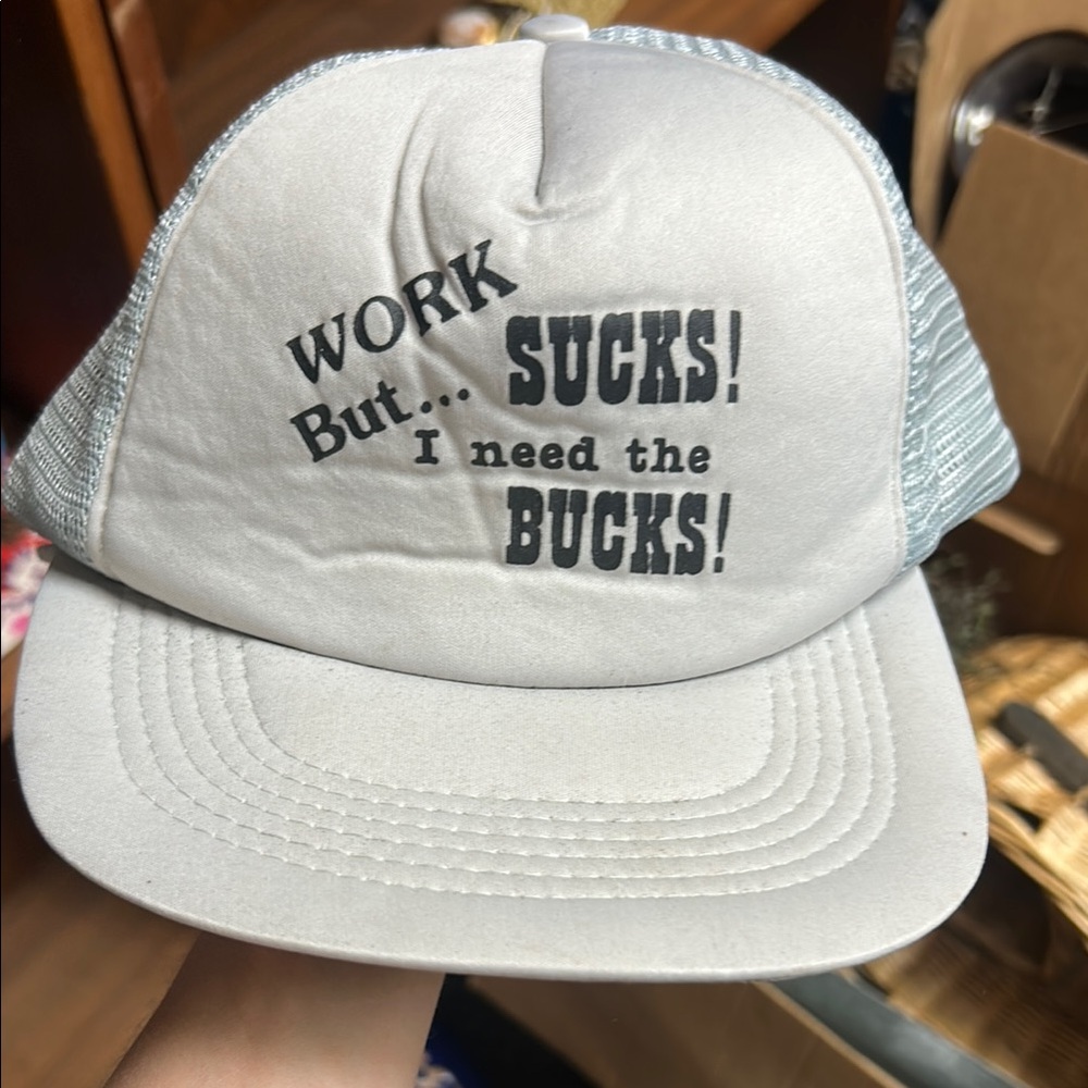 White and Gray Trucker Hat with Slogan